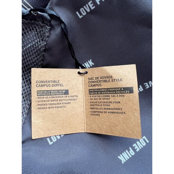 Convertible Campus Duffel Backpack Love Pink By Victorias Secret Black Durable & - Picture 2 of 10